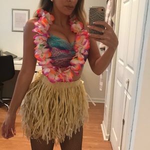 Hula mini skirt and lei halloween costume